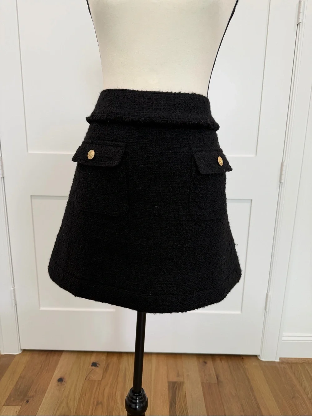 🖤 J.Crew Black Tweed Patch Pocket Mini Skirt Size 8